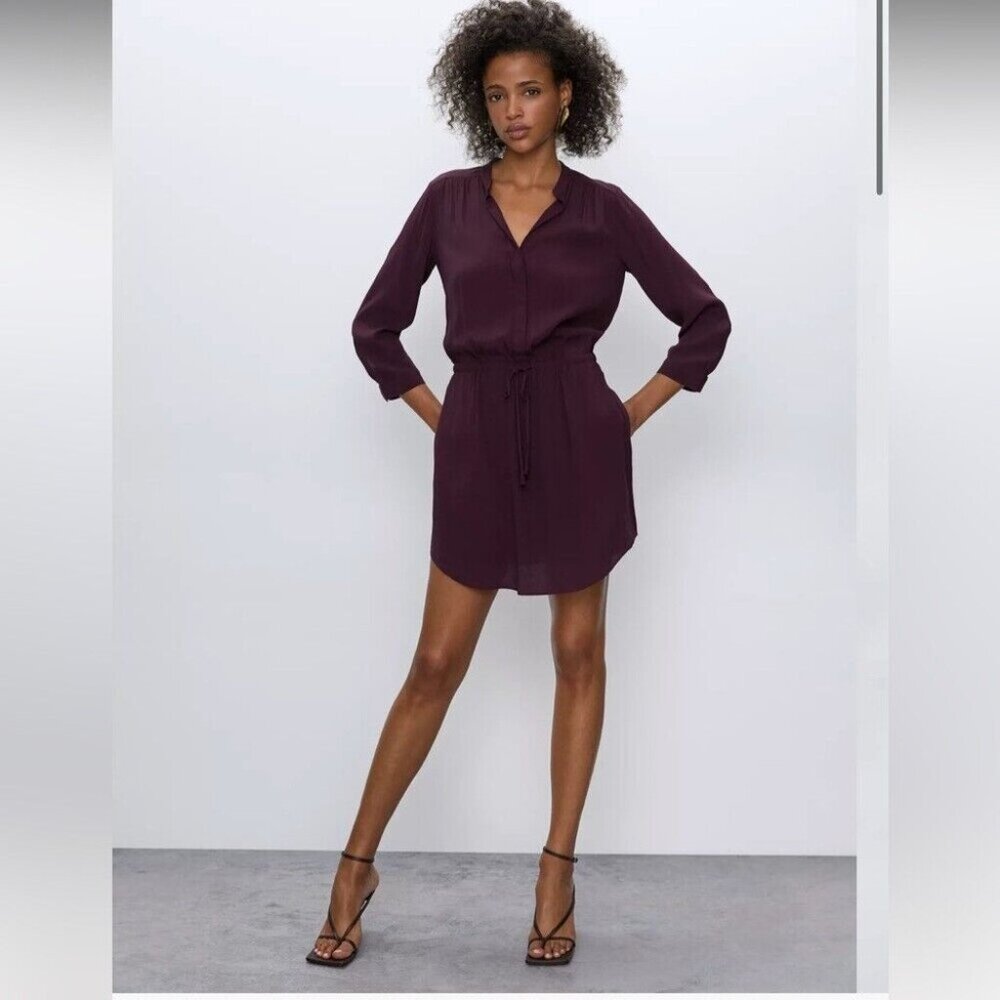 Aritzia Babaton Burgundy Silk Bennet Dress